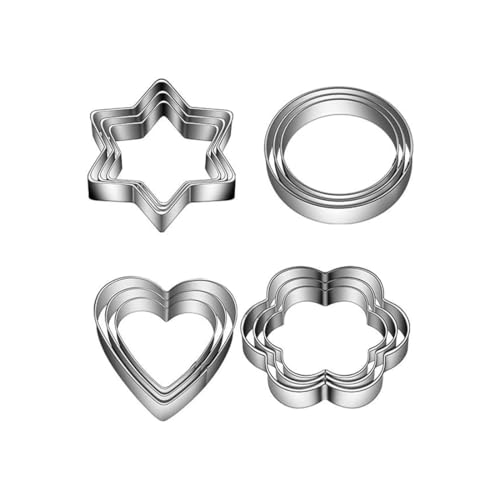 クッキー型 12個セット 抜き型 ビスケット ステンレス 金型 クッキー 型 ク ッ キ ー カッター 製菓道具 丸 ハート ハート 型抜き 星 花 抜き型 大 中 小 ビスケットDIY 収納ケース付き お菓子作り 手作り DIY クリスマス 誕生日 (1