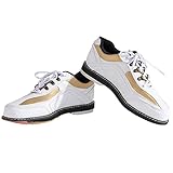 PENXZT Herren-Bowlingschuhe Leder Leichte Atmungsaktive Bowling-Trainer Indoor Outdoor Unisex,Weiß,43 EU