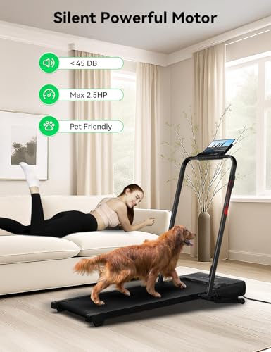 Image of FelFast Walking Pad Treadmill, 12% 5-Level Auto Incline, 2-in-1 Under Desk Foldable w /Remote Control, 12 HIIT Mode, 265 Lbs, 7.6 MPH Max, Portable Treadmill for Office Home