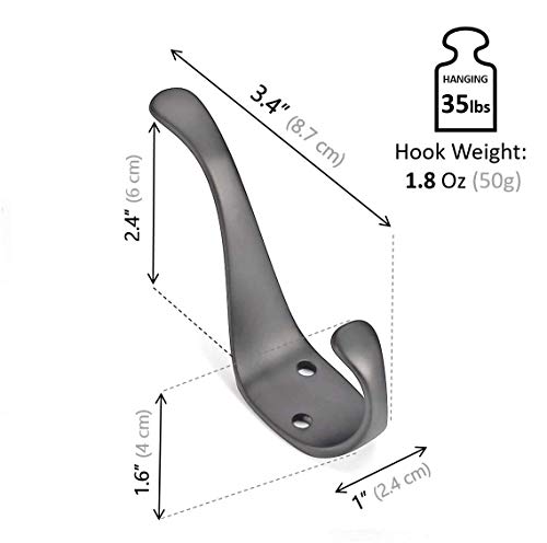 10-Pack Elegant Coat Hooks Wall Mounted, Decorative Heavy Duty Double Matt Black Wall Hooks For Hanging, Coat Hooks, Purse Rack, Hat Hooks With Screws By Ambipolar #TOP2