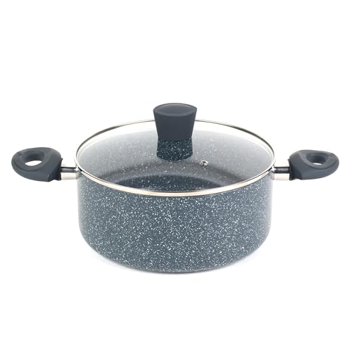Russell Hobbs Kochtopf Induktion 24cm, Topf mit Glasdeckel 4.5L, Antihaftbeschichteter Suppentopf für Alle Herdarten, Kochtopf Groß mit Dampfauslass, Nightfall Stone