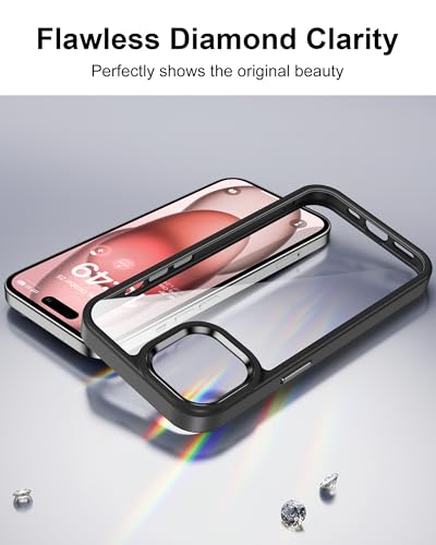 Image of HOOMIL Case for iPhone 15 6.1-Inch, Anti-Yellowing, Drop Protection, Anti-Scratch Transparent Hard Back Phone Cover (Black)