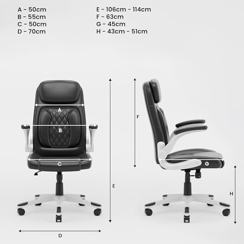 Image of Green Soul Bosco Premium Leatherette Ergonomic Office Chair, High Back | Home Office Executive Chair with Cushion Seat, Flip-up Padded Armrests, 4-Stage Adjust Lumbar Support (Full Black)