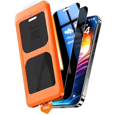 TOCOL for iPhone 16 Plus 15 Plus Privacy Screen Protector True 25°Anti Spy 9H+ Hardness Tempered Glass Full Coverage Screen Protector Easy Installation 2 Pack