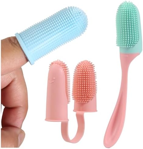 Seiyeje 360° Finger Toothbrush for Dogs and Cats, 3 Pack Soft Sil...