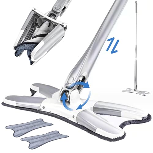 Trapeador de Piso con 2 Almohadillas de trapeador, Herramientas de Limpieza telescópicas de 55 Pulgadas, giratorias de 360 ​​°, sin Lavado a Mano, en Forma de X, para el hogar