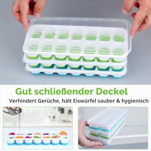 JRISBO Silikon Eiswürfelform mit Deckel BPA Frei, 8 Pack Eiswürfelbehälter Stapelbar & LFGB-Zertifiziert… – Ansicht 2