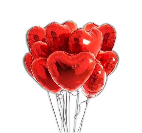 10 Balão Metalizado Coração Vermelho 45 Cm - Festa, Decoração, Surpresa