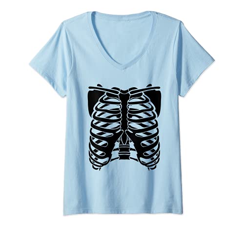 Mujer Divertido X ray pecho traje diseño Halloween camiseta mujeres hombres Camiseta Cuello V
