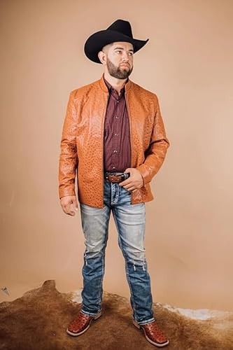Men's Vintage Full Ostrich Genuine Leather Casual Jacket Western Wear3