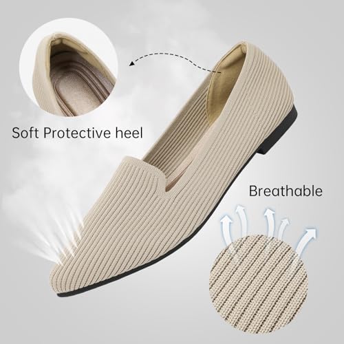 Image of TINGRISE Women's Flats Shoes Pointed Toe Knit Washable Ballet Comfortable Dressy Work Flat