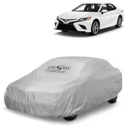 Image of KINGSWAY Camry Car Body Cover Dustproof for (Year 2018 to 2024) All Model, Compatible with Toyota Camry Car Cover, Comes with Bird Droppings, Scratch, UV and Paint Protection, Silver Matty