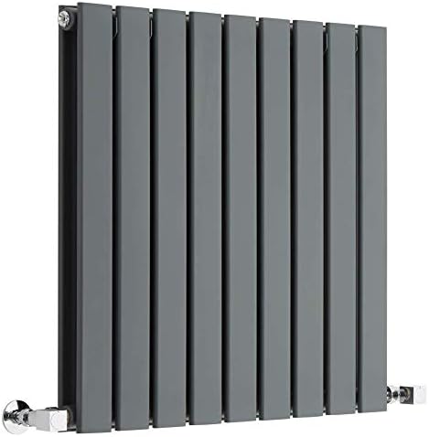 Milano Alpha - Modern Black Horizontal Double Flat Panel Radiator - 635mm x 420mm