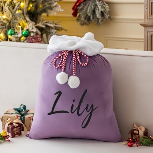MEIEG Personalisierter Weihnachtsmann-Geschenksack Mit Namen,...
