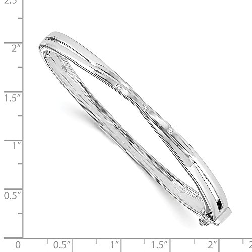 Polished Box Catch Closure Ss White Ice .03Ct. Diamond Religious Faith Crossover Cuff Stackable Bangle Bracelet Measures 5Mm Wide Jewelry Gifts For Women #TOP1