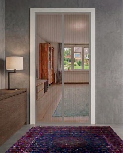 Image of Magnetic Mesh Door Curtain | Automatic Self-Closing Screen for Mosquito, Fly & Insect Protection | Grey Color | 95 x 205 cm
