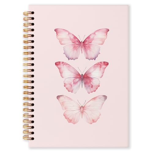 Carnet de notes papillon rose de 14,7 x 21,1 cm pour éviter les pages cornées