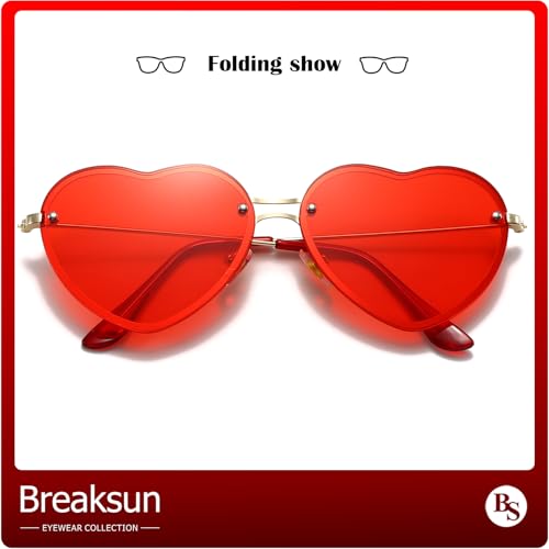 Breaksun B63A Rimless Heart Sunglasses For Women Girls Trendy Heart Shaped Glasses Cute Love Sun Glasses Fashion Lovely Style  thumb #4