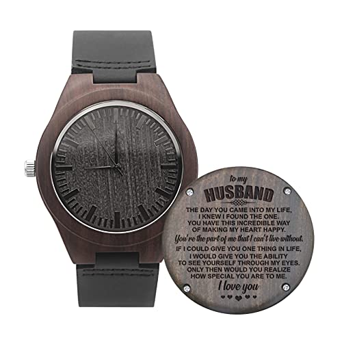 Ufooro Anniversary Gifts For Him From Wife - Engraved Wooden Watches For Men, Natural Wood Watch Gifts For Husband Birthday Wedding Anniversary Gifts (To My Husband Gifts) #TOP17
