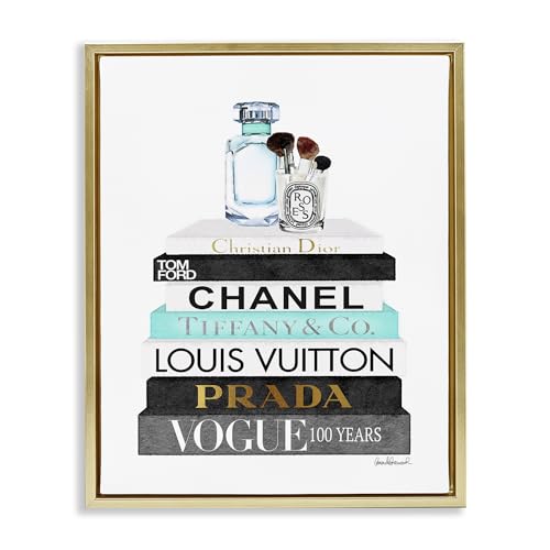 Image of 'Bookstack with Beauty Brushes'| Floating Frame Canvas Art
