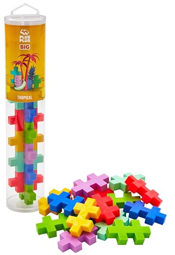 Plus-Plus 9603431 Kreativ-Bausteine Tube Big Tropical Geniales Konstruktionsspielzeug 15 Teile 38 cm