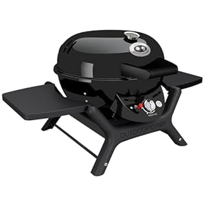 Outdoorchef P-420 G Minichef Gas Barbecue – 1-Burner, Piezo Ignition, Rotatable EASY FLIP Funnel, Porcelain-Enamelled Kettle, Compact Design, Removable Side Shelves, Integrated Lid Thermometer