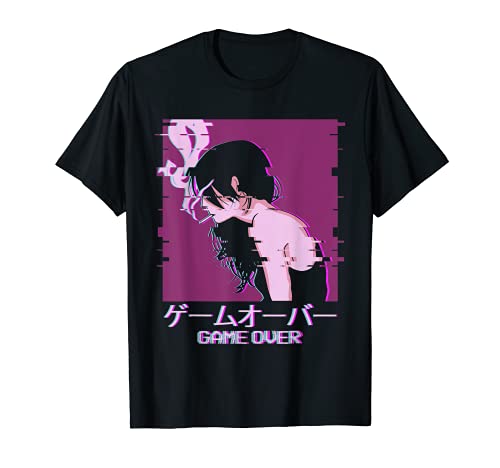 Japones Vaporwave Sad Anime Girl Game Over Aesthetic Camiseta