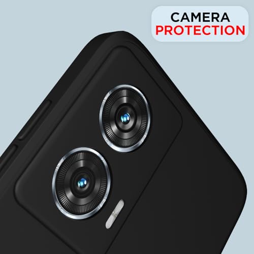 Image of Outlouders Back Cover for Motorola Moto Edge 50 Fusion 5G / Moto G96 5G | Camera Protection | Durable Soft Matte Silicone Bumper Case (Black)