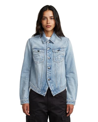 G-Star Veste en Denim Femme Pitched Hem Slim Blouson Jean Noir Slim Fit