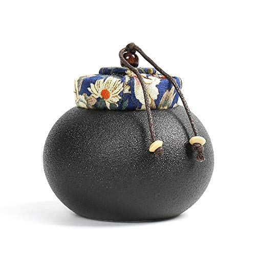 Tea Accessories Genuine Geyao Tea Cans High Quality Ceramic Double Cans Tea Pot Ceramics(Black pottery tea pot)，Easy to clean (Color : Black pottery tea pot)