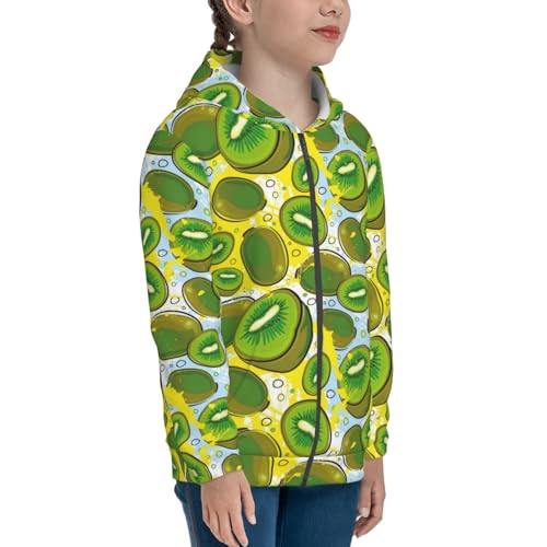 Watercolor Kiwi Fruits Summer Kid Hoodies Boys Zip Up Sweatshirts Girls Pullover with Pocket4