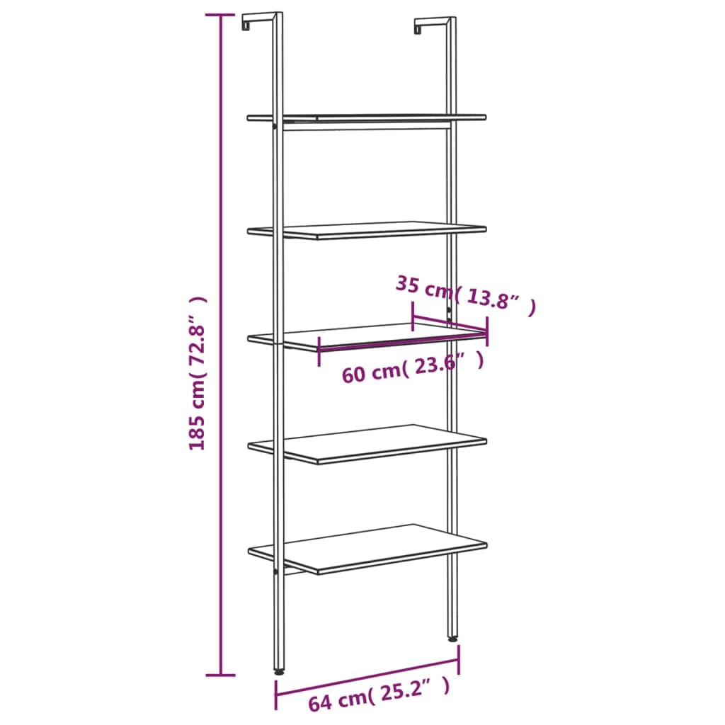 vidaXL Estantería Inclinada 5 Niveles Salón Capa Estante Mueble Despacho Organizador Estante Dormitorio Oficina Almacenamiento Negro