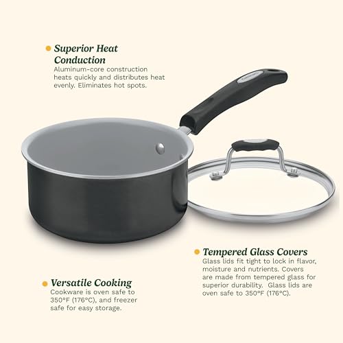 Cuisinart PURELYCERAMIC™ 5-Piece Non-Stick Pots and Pans Set, PFAS and PFOA Free, Black (57I-5BKGBC) by Cuisinart - Image 4