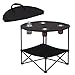 Preferred Nation | 2 Tier Folding Camping Table with 4 Mesh Cup Holders Black | Polyester with Metal Frame | Compact, Convenient Carry Case Included | Side Table for Tailgate