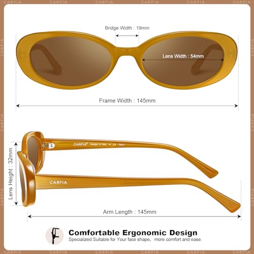 CARFIA Acetate Retro Oval Sunglasses for Women Polarized UV Protection CA55014