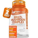 Herbtonics All-in-One Mushroom Supplement for Immune System Support | Nootropic Brain Support Supplement with Lion's Mane, Cordyceps, Reishi | Powerful Mushroom Complex | 120 Vegan Capsules
