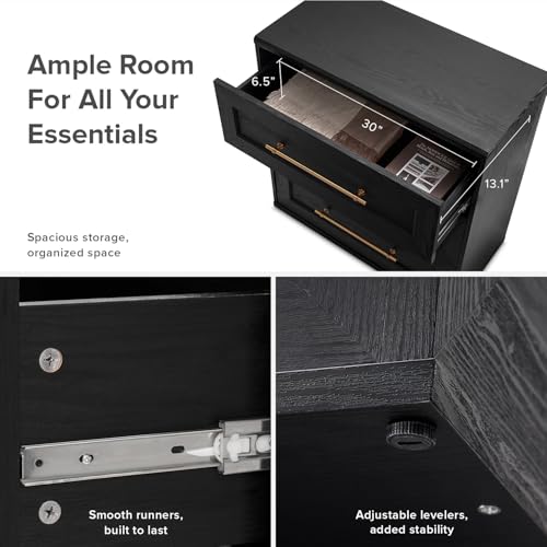 mopio Blake Storage Cabinet with Hutch, Sideboard Buffet Cabinet with Storage, Kitchen Pantry Organizer, Coffee Bar Station, Trophy Display Case with Door & Shelf for Living Room (Black Oak Dresser) - Image 5