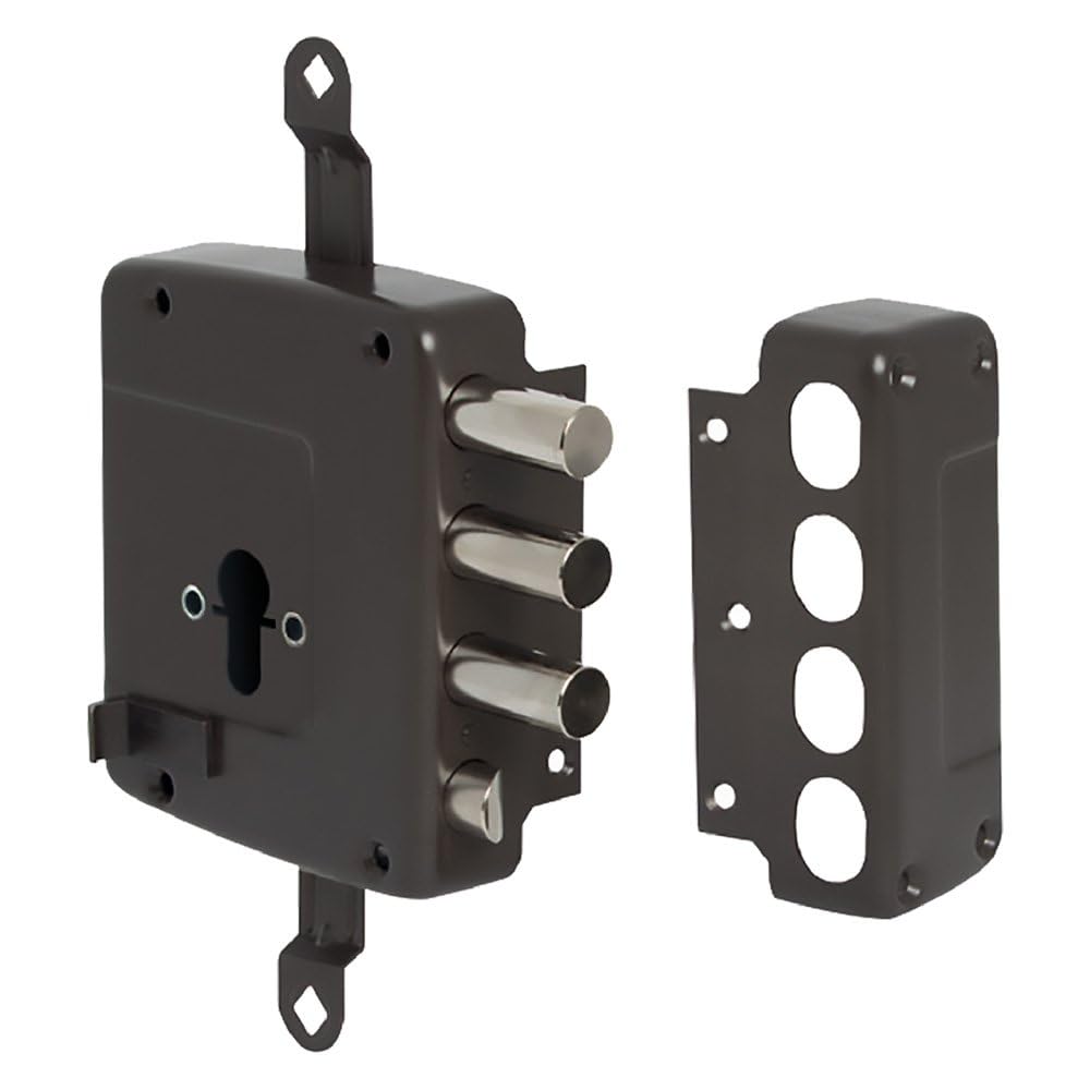 CISA 156167602 Serratura Elettrica da Applicare a Cilindro Europeo, 3 Catenacci, Entrata 60 mm, Aste e Cilindro NON Compresi
