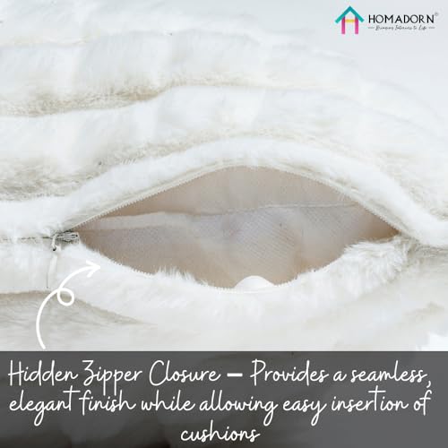 Image of HOMADORN Luxury Plush Fur Reversible Cushion Cover Ultra Soft & Cozy (Pack of 2)