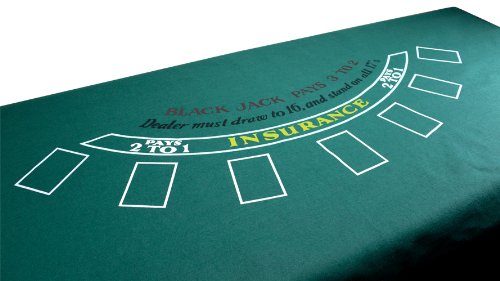 Brybelly Green Blackjack Table Felt - Gaming Table Top For Blackjack - Casino-Style, Spill-Proof Layout Cloth Card Table #TOP1