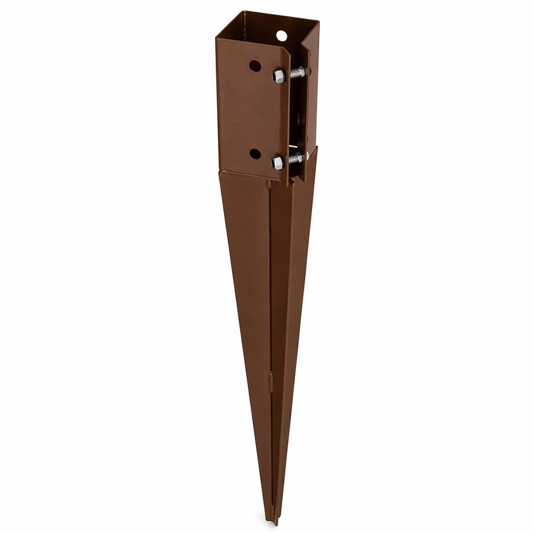 SCORPIO HARDWARE® Fence Post Spike Support 600mm Long Drive Down Post Spike (Brown, 75mm x 75mm x 600mm)