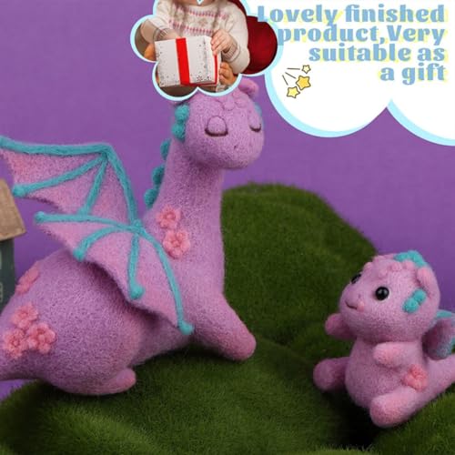 Image of Needle Felting Kit - DIY Dragon Plush Toy Making Supplies, 2 Sizes with Tools & Wool (Beginner-Friendly Craft Kit)