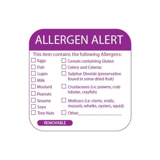 Roll of Allergy Warning Food Labels