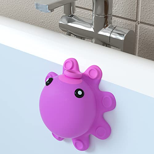 Image of Bathtub Overflow Drain Cover - Tub Overflow Drain Cover, Soak Bath, Spa Accessories - Adds Inches of Water for Deeper Bath (Silicone, Hot Pink)