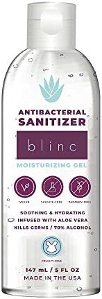 Blinc - Antibacterial Hand Sanitizer with Moisturizing Gel, Infused with Aloe Vera, 5fl Ounces, 4 bottles