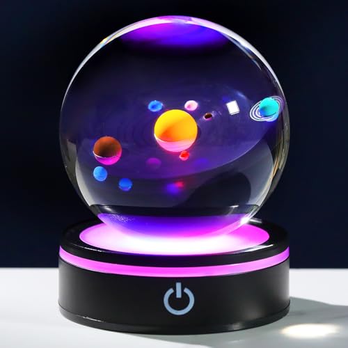 Boule de cristal 3D planète YWHL : illuminez votre bureau avec ce décor d'astronomie