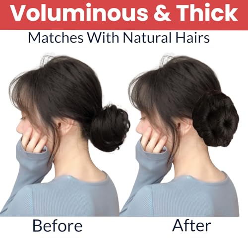 Image of TEMPERIA Hair Buns for Women - Juda Accessories For Women - Hair Buns Clip - Artificial False Fake Hair Donuts Bun Maker Extension - Brown - Pack of 1