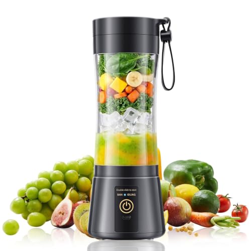 Image of Mini Personal Size Portable Blender - 380ml Small Blender Make Smoothies | Personal Blender with Powerful Blending, 6 Stainless Steel Blades, BAP-Free Travel Cup, Freshly Squeezed in Sports /Office /Gym