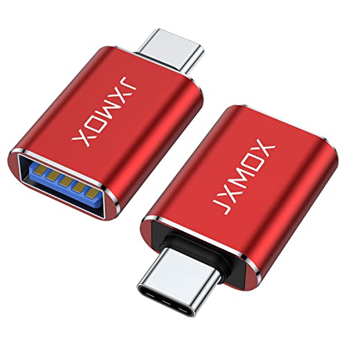 USB C to USB Adapter [2-Pack], Thunderbolt 3 to USB 3.0 OTG Converter Compatible MacBook Pro/Air 2019 2018 2017,Chromebook,Pixelbook,Microsoft Surface Go,Galaxy S8 S9 S10 S20 S21 S22,Note 10 20 (Red)