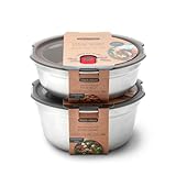 BLACK + BLUM - Lunch Bowl Set - Small & Large Microwavable Stainless Steel, Plastic-Free Lunch Container with Leak Proof, Airtight, Lockable Lid - Microwave, Dishwasher and Oven Safe - 650ml, 950ml